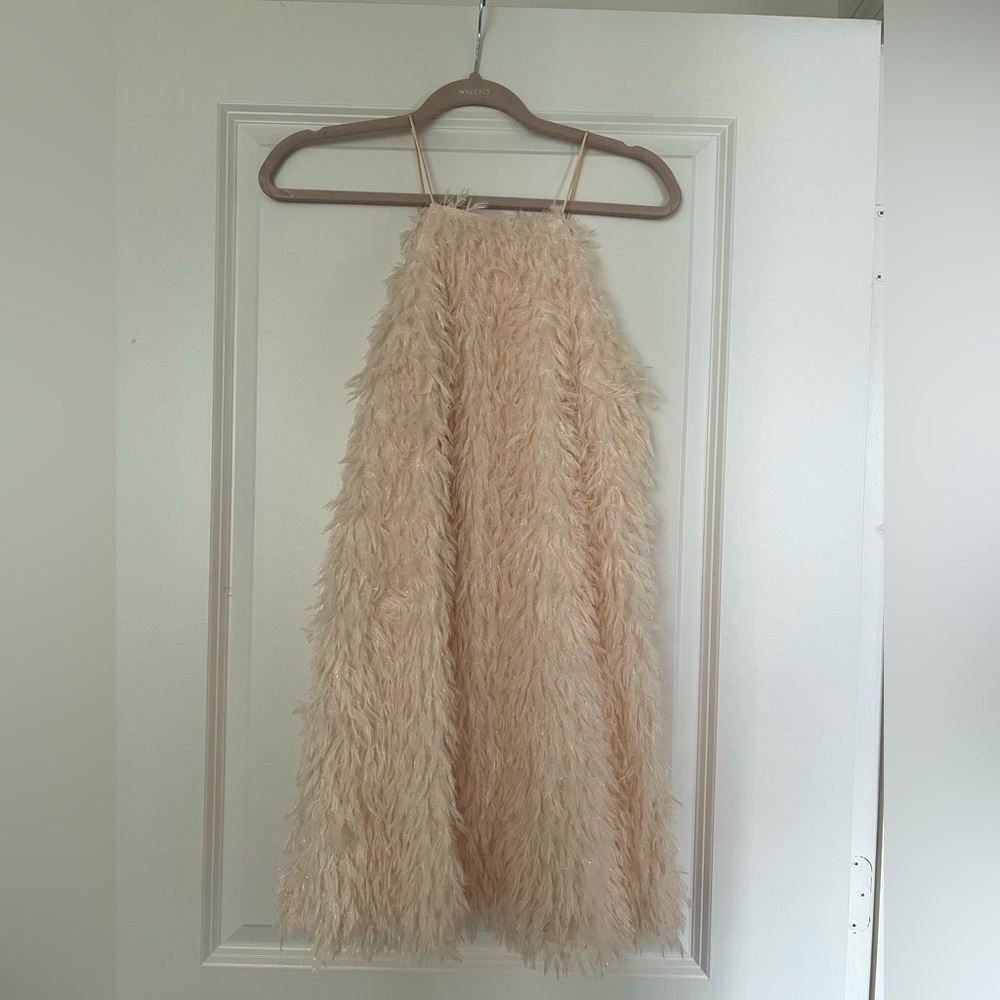 Feather dress in champagne color
